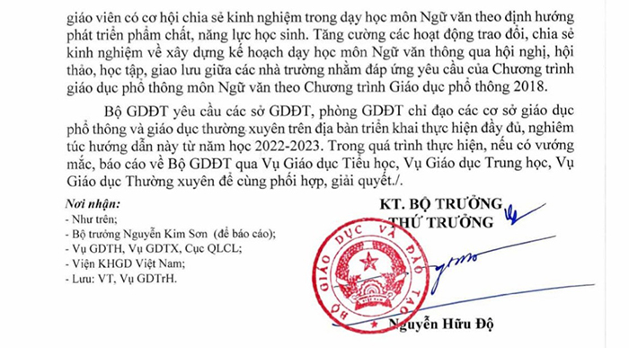 Công văn số 3175/BGDĐT-GDTrH
