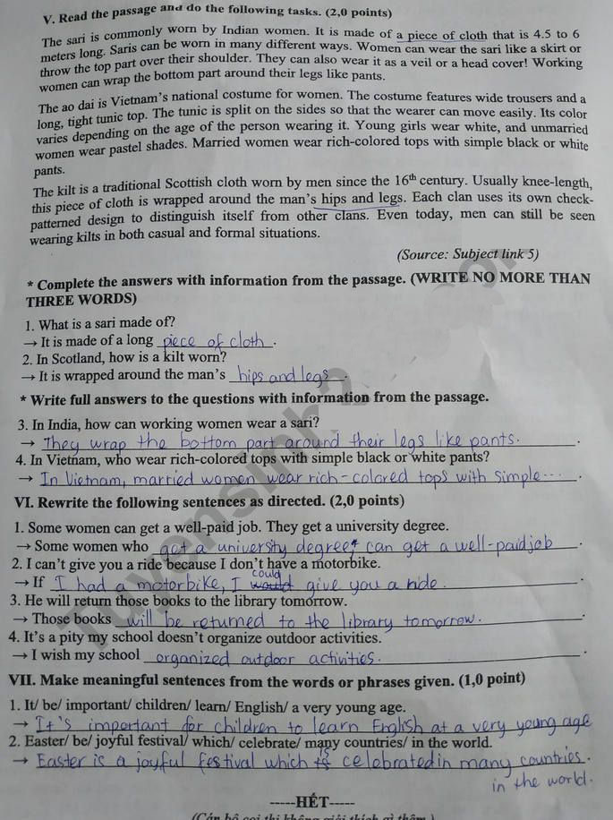 Đề thi tuyển sinh vào lớp 10 môn tiếng Anh 2022 Long An