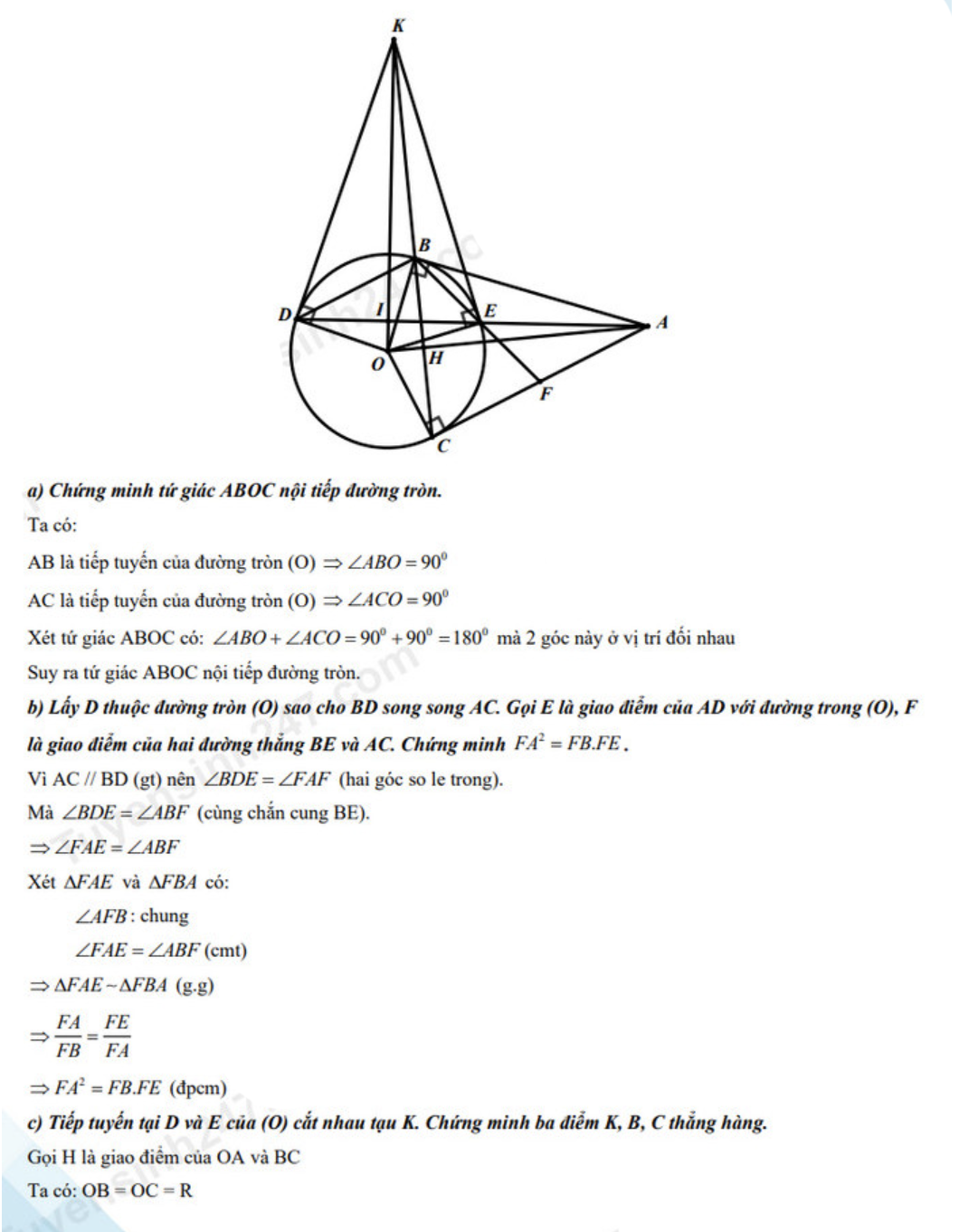 Đáp án đề thi tuyển sinh lớp 10 môn Toán Long An 2022
