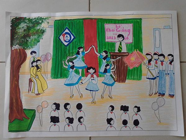 Vẽ tranh chủ đề khai giảng