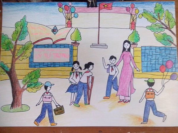 Vẽ tranh khai giảng năm học mới