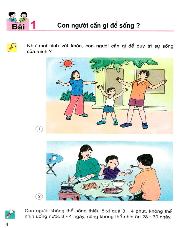 Giải bài tập Khoa học lớp 4 bài 1 trang 4, 5