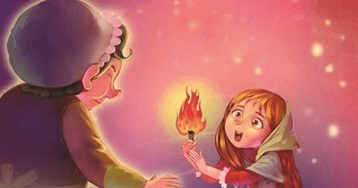 Cô bé bán diêm gặp lại người bà trên thiên đường