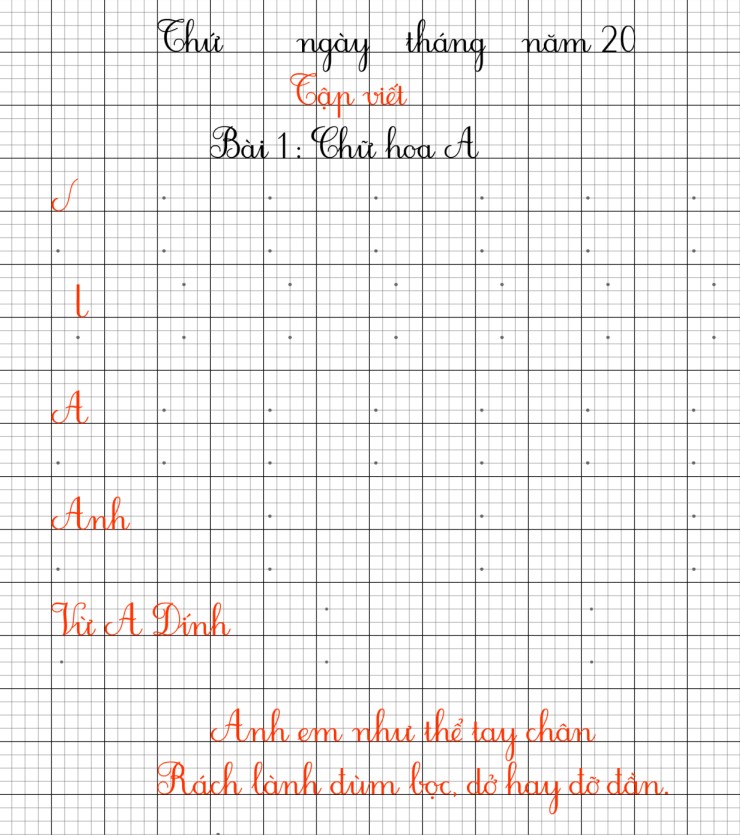 Vở luyện viết chữ hoa