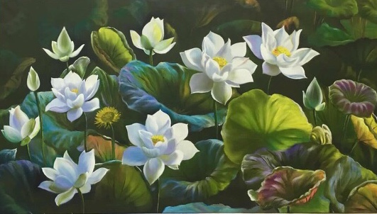 Các bức tranh vẽ hoa sen đẹp