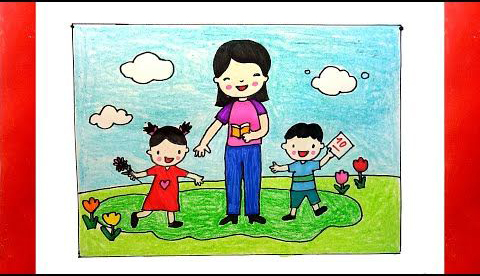 Vẽ tranh 20-11 đơn giản đẹp lớp 1