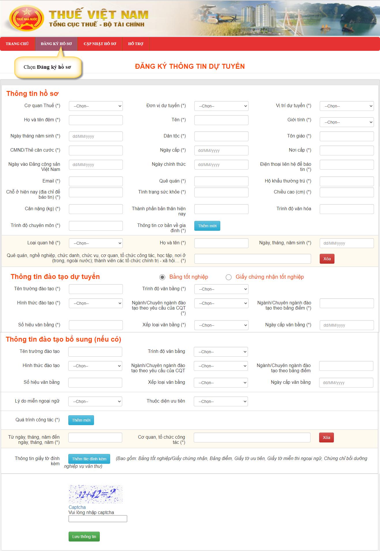 Hướng dẫn Đăng ký thi công chức thuế online 2022