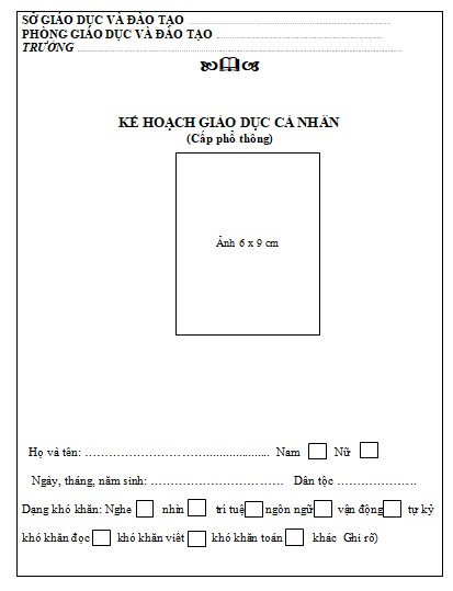 Sổ theo dõi sự tiến bộ của học sinh khuyết tật