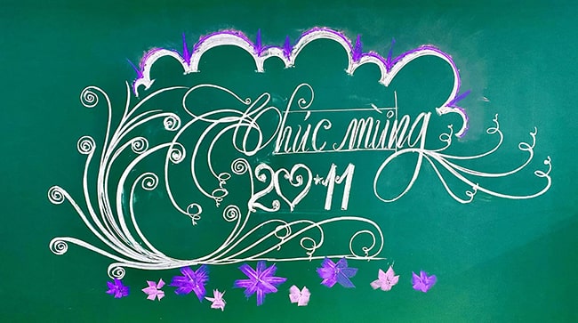 Cách trang trí bảng lớp 20-11 đơn giản