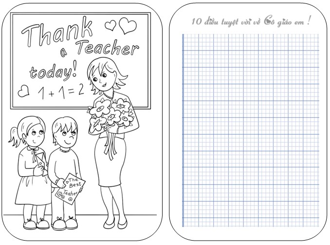Tranh tô thiệp dán ảnh tặng thầy cô ngày 20/11
