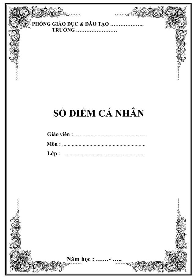 Mẫu bìa sổ điểm