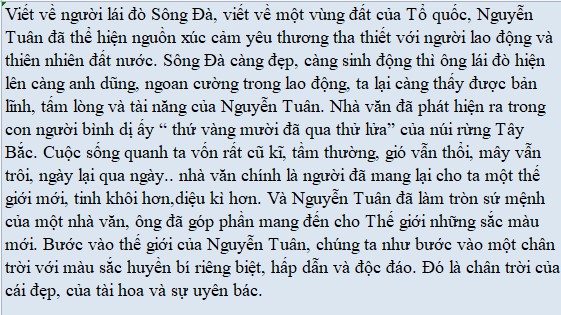 Kết bài Người lái đò sông Đà học sinh giỏi