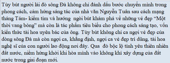 Kết bài Người lái đò sông Đà học sinh giỏi