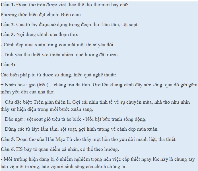 Đọc hiểu Mùa xuân chín đề 2