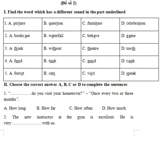  đề kiểm tra môn Tiếng Anh 6 cuối HK1 