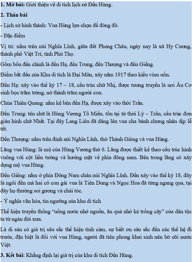 Dàn ý thuyết trình về lễ hội đền Hùng