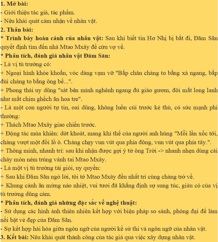 Dàn ý phân tích một nhân vật mà em yêu thích trong các tác phẩm đã học