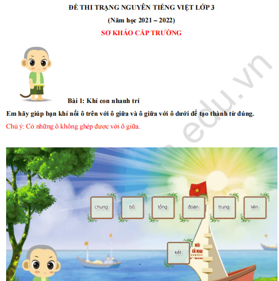 Đề thi Trạng nguyên Tiếng Việt lớp 3 năm 2021-2022