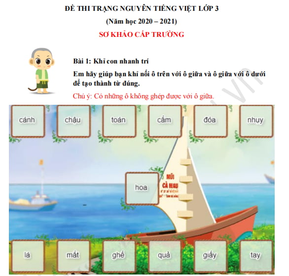 Đề thi Trạng nguyên Tiếng Việt lớp 3