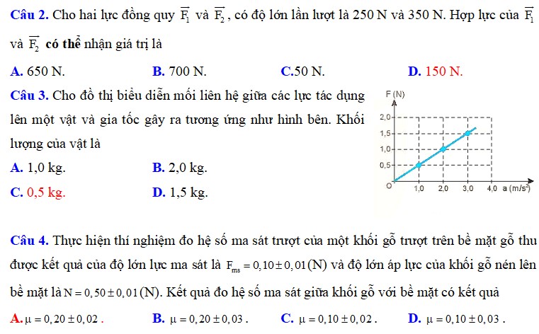 Đề kiểm tra cuối kì 1 Vật lý 10