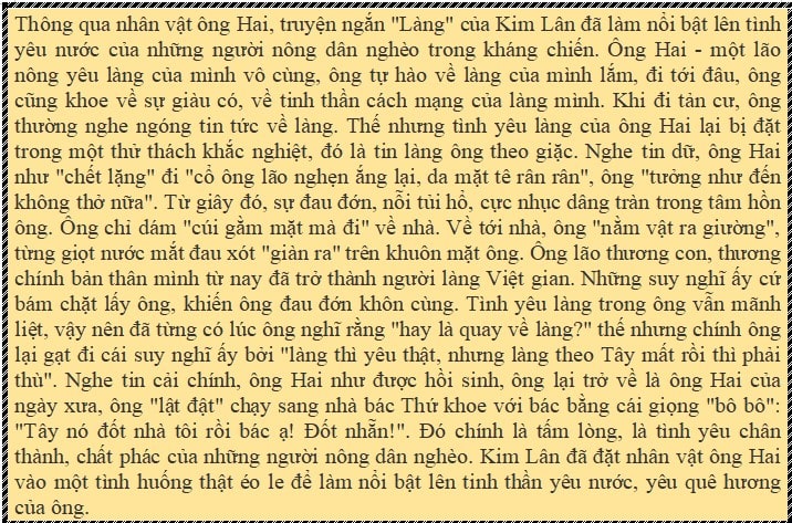 Viết đoạn văn cảm nhận về nhân vật ông Hai