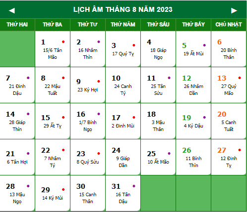 Lịch vạn niên 2022