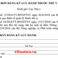 Mẫu đơn đăng ký lưu hành thuốc thú y 2024