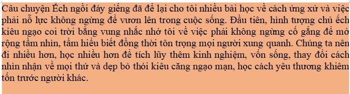 Đoạn văn 6-8 dòng có sử dụng thành ngữ ếch ngồi đáy giếng 