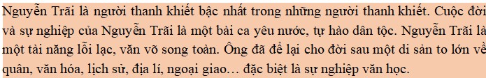 Suy nghĩ của em về cuộc đời và sự nghiệp của Nguyễn Trãi
