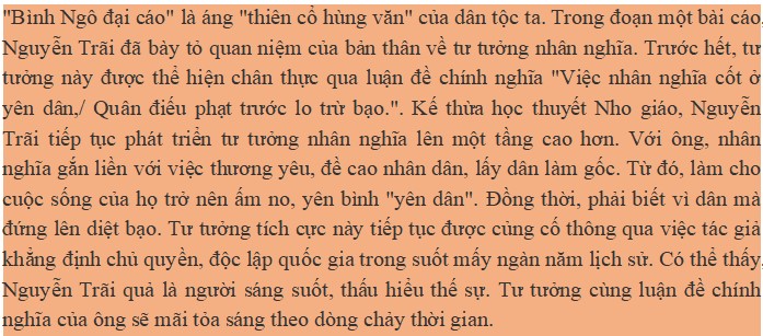 Mối quan hệ giữa tư tưởng nhân nghĩa và luận đề chính nghĩa trong Bình Ngô đại cáo