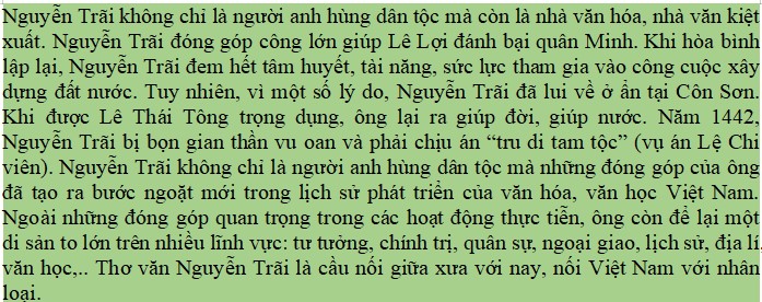 Tóm tắt cuộc đời và sự nghiệp của Nguyễn Trãi