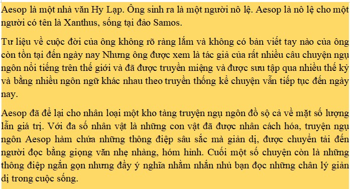 Đọc trước truyện Bụng vả Răng, Miệng, Tay, Chân, tìm hiểu thêm về tác giả Ê-dốp (Aesop)