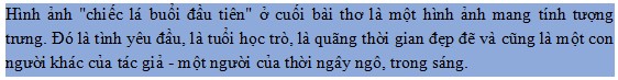 Cảm nhận về hình ảnh chiếc lá buổi đầu tiên ở cuối bài thơ