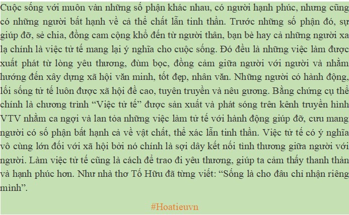 Đoạn văn suy nghĩ về việc tử tế trong cuộc sống
