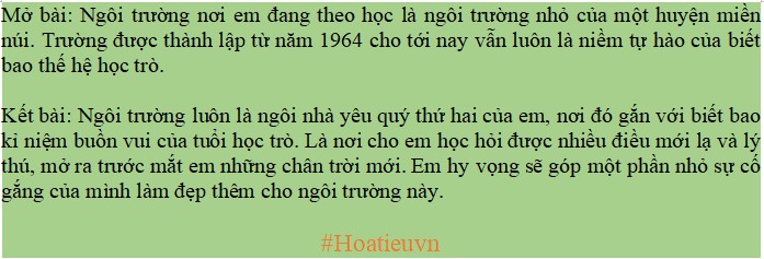 Viết mở bài và kết bài cho đề văn Giới thiệu trường em ngắn gọn