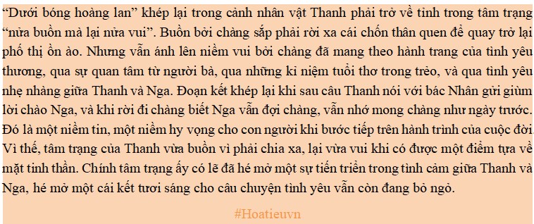  Viết đoạn văn ngắn phân tích tâm trạng nhân vật Thanh ở đoạn cuối truyện 
