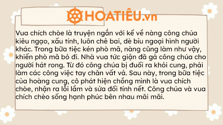 Tóm tắt văn bản Vua Chích Chòe - Bài học từ câu chuyện cổ tích