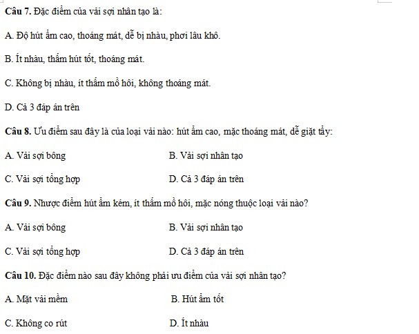 Đề thi giữa kì 2 Công nghệ lớp 6 sách Chân trời