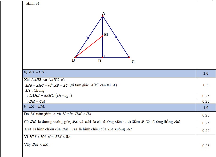 Đáp án đề thi giữa học kì 2 Toán 7 CTST 2023