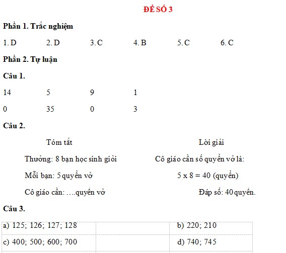 Đề thi giữa kì 2 Toán 2