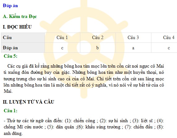 Đề thi giữa kì 2 môn Tiếng Việt lớp 3