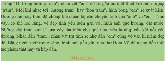 Đoạn văn nói về vẻ đẹp của tình yêu luôn gắn với hình ảnh quê hương, đất nước 