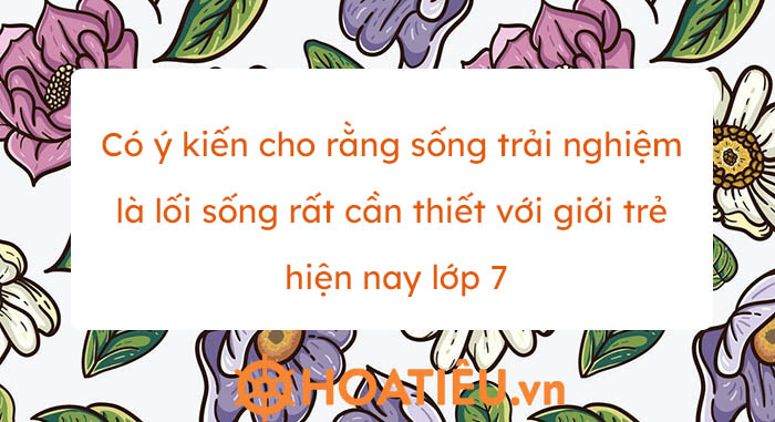 Có ý kiến cho rằng sống trải nghiệm là lối sống rất cần thiết với giới trẻ hiện nay lớp 7