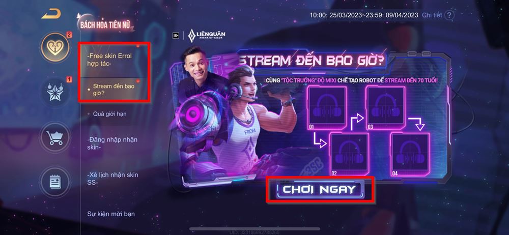 Cách nhận skin Độ Mixi Errol Stream đến bao giờ trong Liên Quân Mobile 2