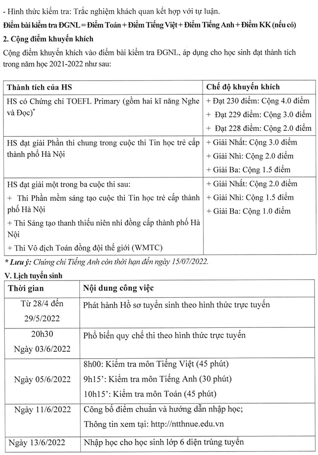 THCS Nguyễn Tất Thành Hà Nội tuyển sinh 2022