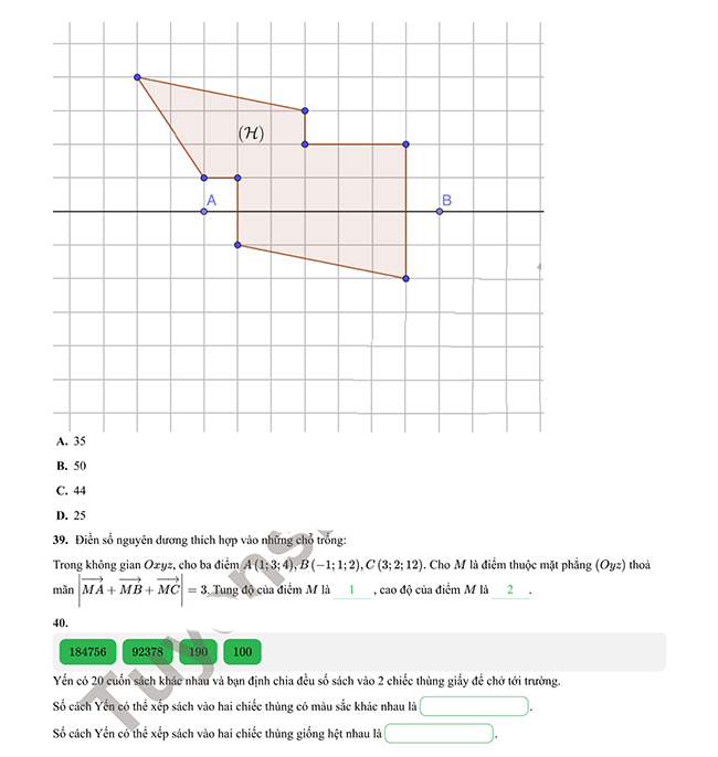 Đề thi thử đánh giá tư duy Bách khoa 2023 - Phần tư duy Toán học