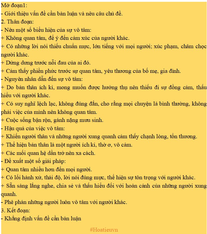 Dàn ý đoạn văn chủ đề đừng để người thân bị tổn thương vì sự vô tâm của bạn