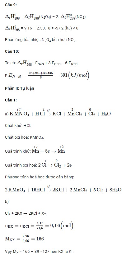 Đáp án đề thi học kì 2 Hóa 10 CTST