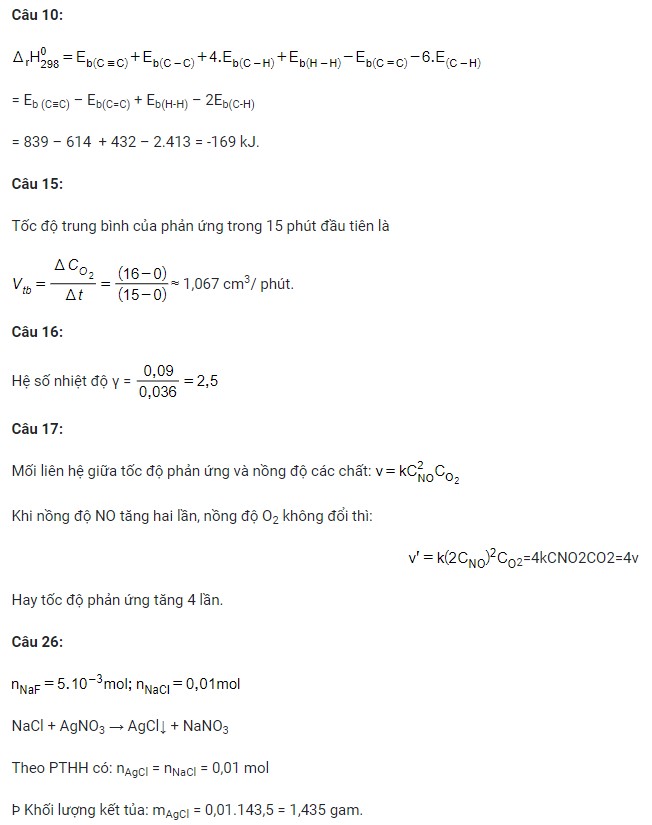Đáp án đề kiểm tra học kì 2 môn Hóa học lớp 10 KNTT