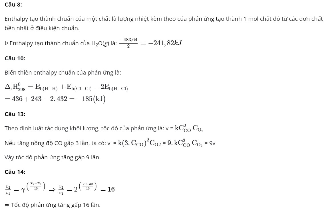 Đáp án đề thi cuối kì 2 môn Hóa học lớp 10 Cánh Diều